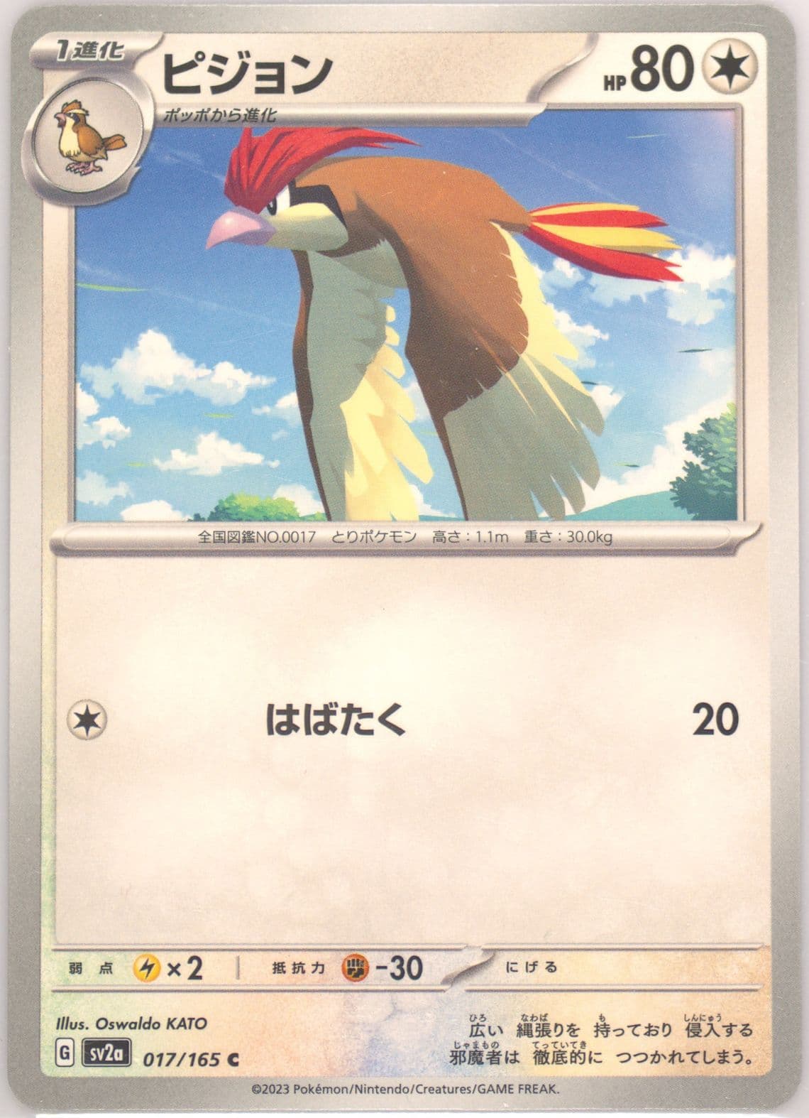 Pidgeotto (017) 2023 Pokemon Japanese Sv2a-Pokemon 151