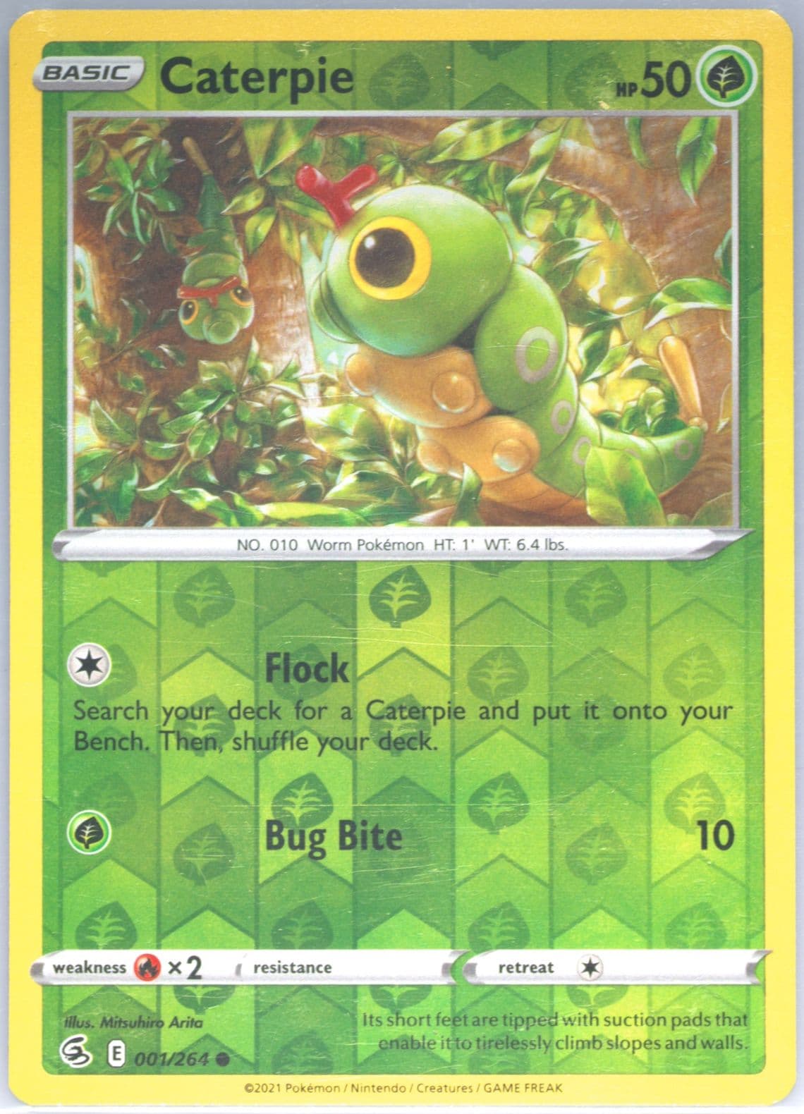 Caterpie-Reverse Foil (001) 2021 Pokemon Sword & Shield Fusion Strike
