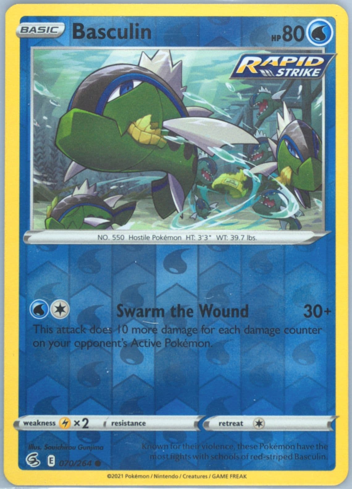 Basculin-Reverse Foil (070) 2021 Pokemon Sword & Shield Fusion Strike