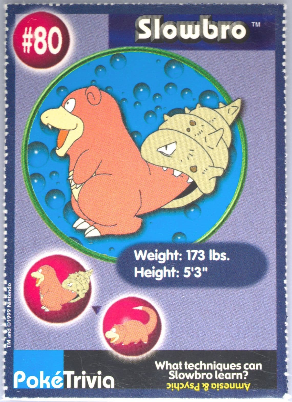Slowbro Perforated (80) 1999 Pokemon Burger King