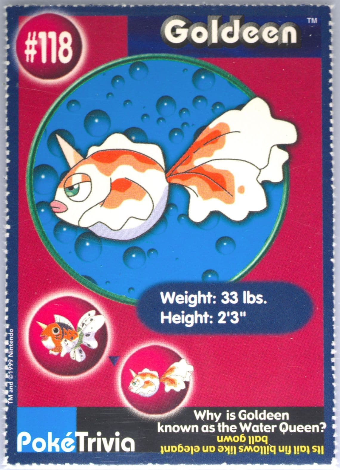 Goldeen Perforated (118) 1999 Pokemon Burger King