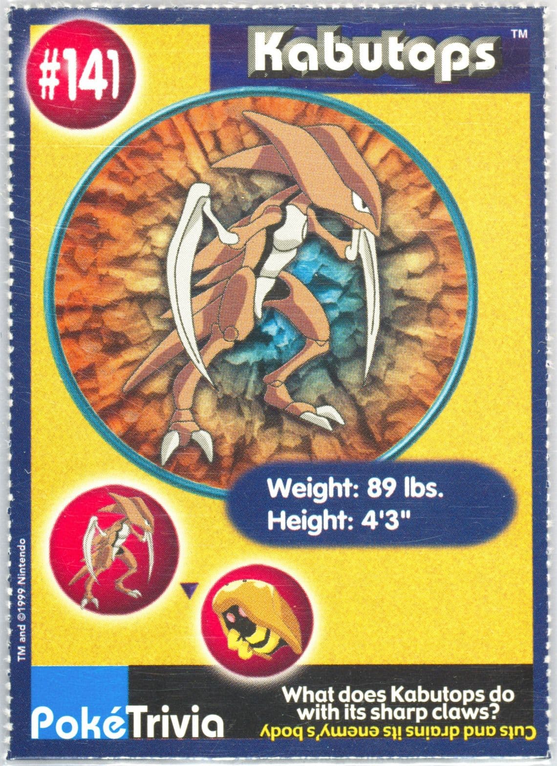 Kabutops Perforated (141) 1999 Pokemon Burger King