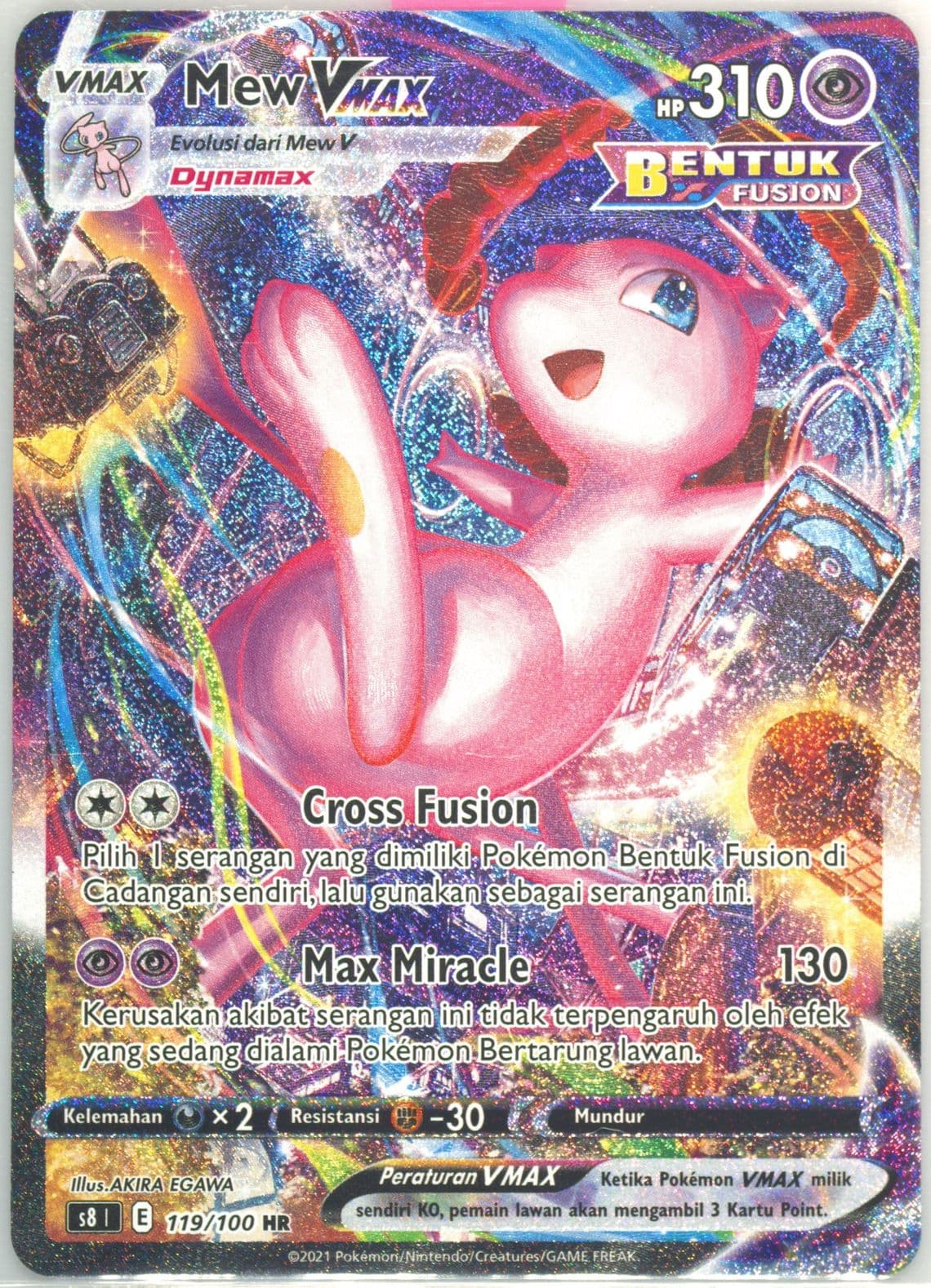Full Art/Mew Vmax-Hyper (119) 2021 Pokemon Indonesian Sword & Shield Fusion Arts