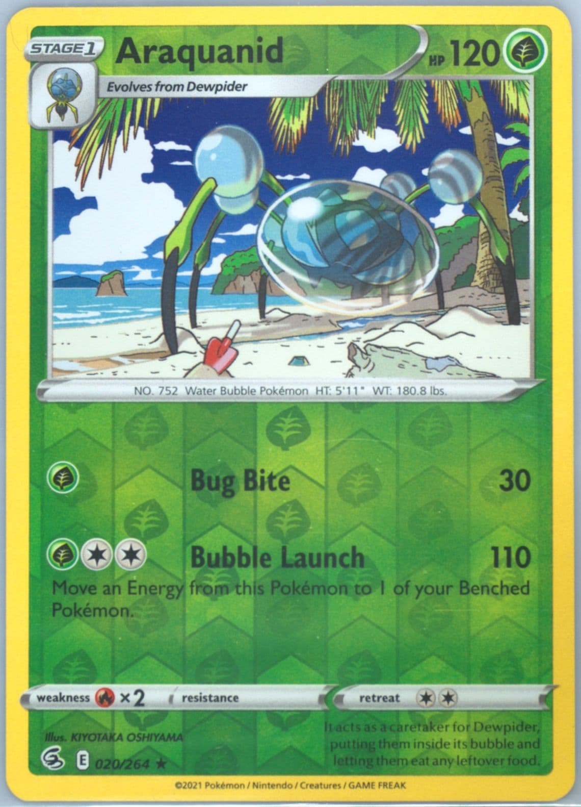 Araquanid-Reverse Foil (020) 2021 Pokemon Sword & Shield Fusion Strike