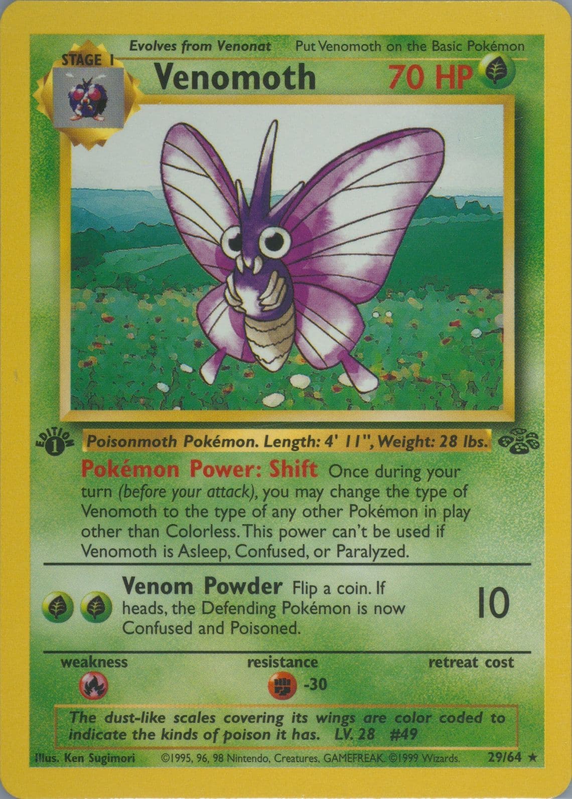 Venomoth 1st Edition (29) 1999 Pokemon Jungle