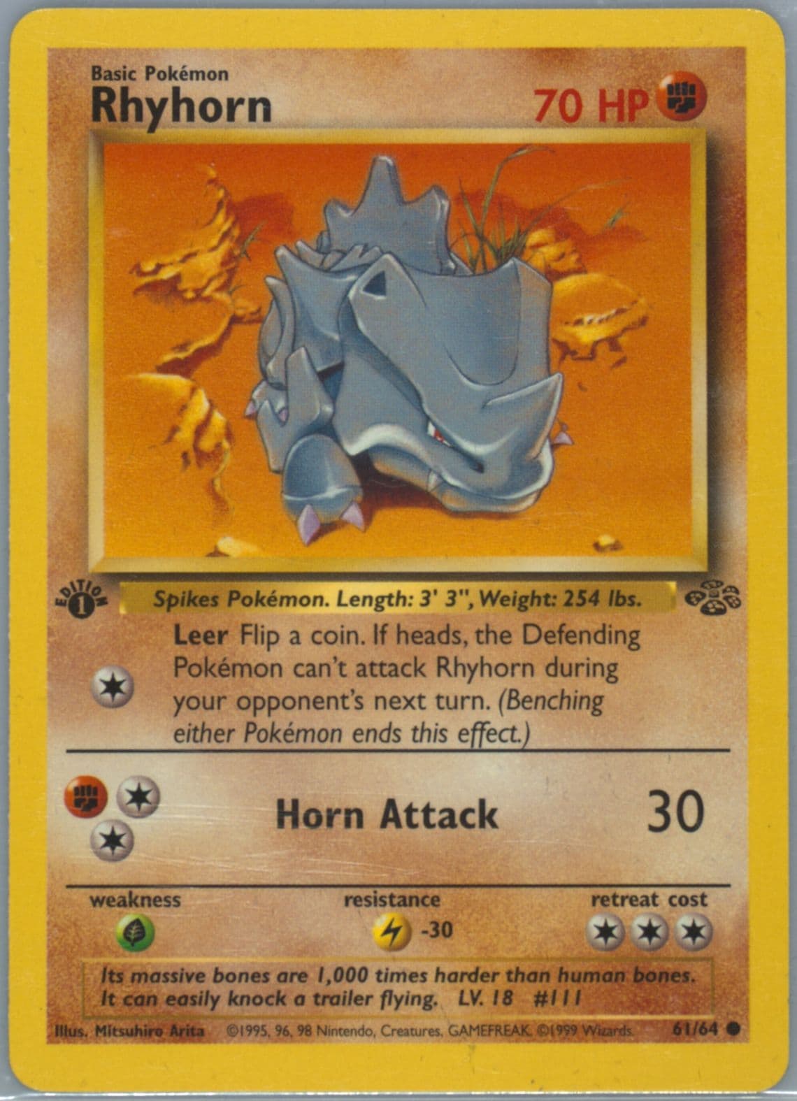 Rhyhorn 1st Edition (61) 1999 Pokemon Jungle