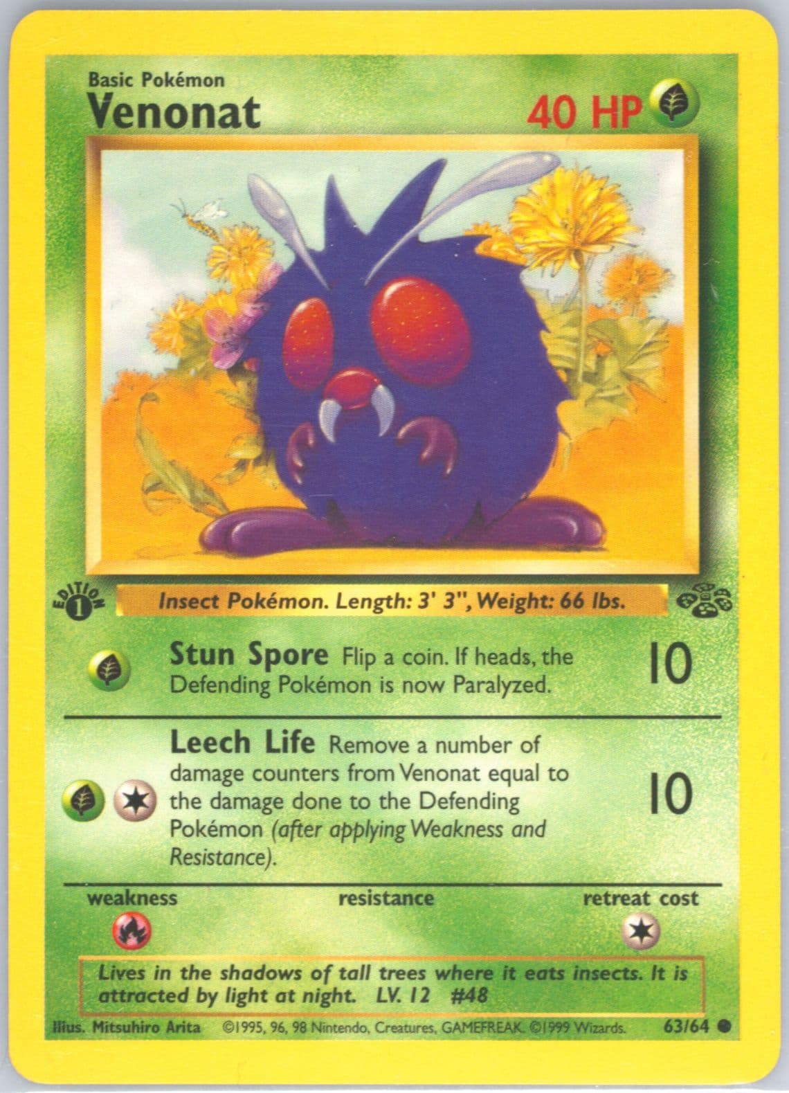 Venonat 1st Edition (63) 1999 Pokemon Jungle