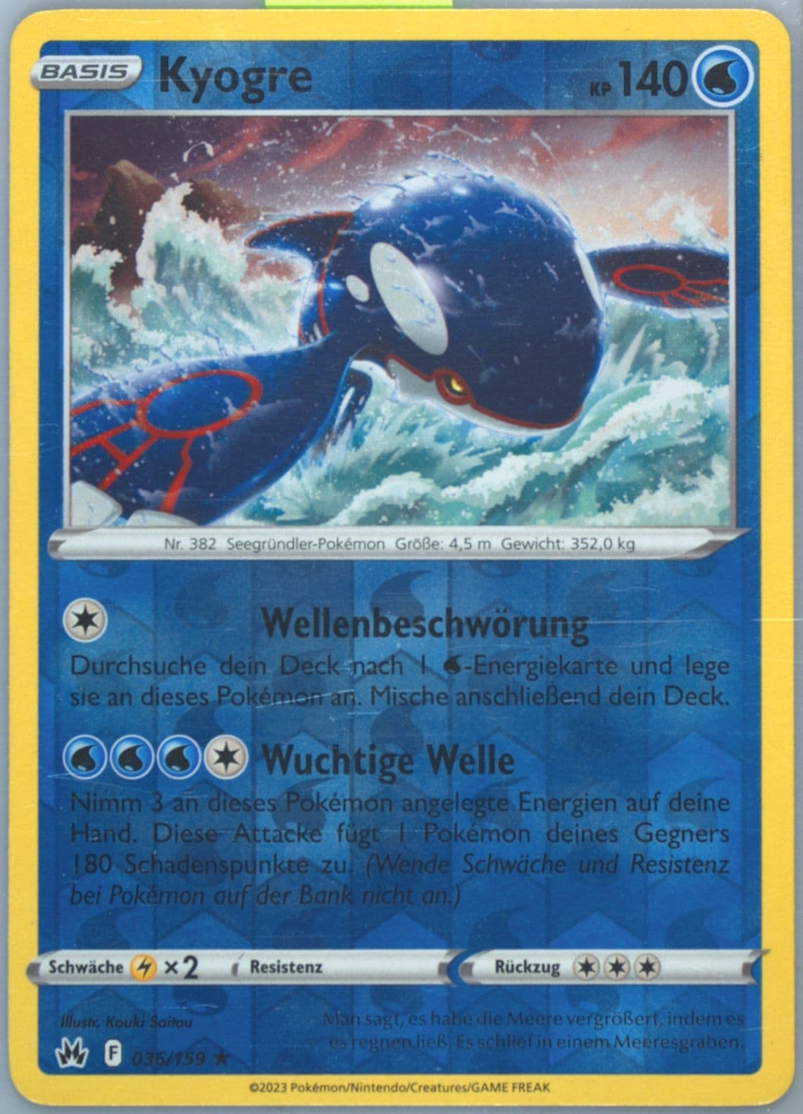 Kyogre-Reverse Foil German (036) 2023 Pokemon Sword and Shield Crown Zenith