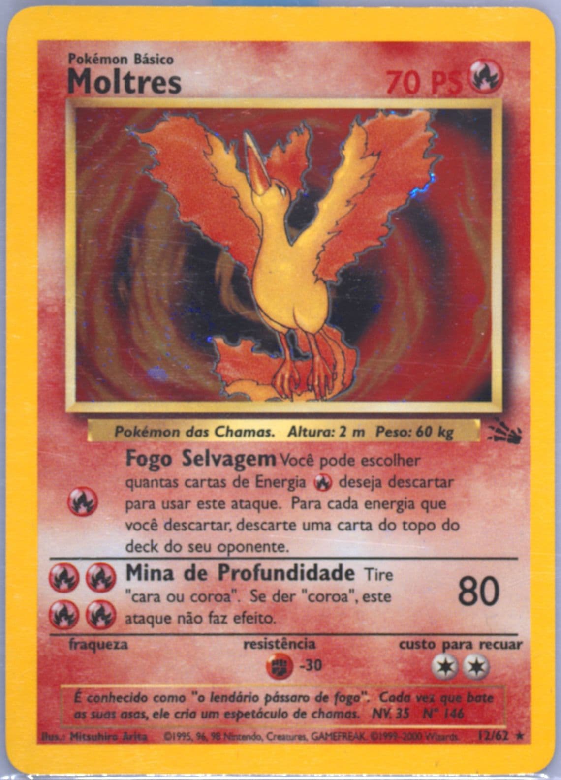 Moltres-Holo (12) 2000 Pokemon Portuguese Fossil