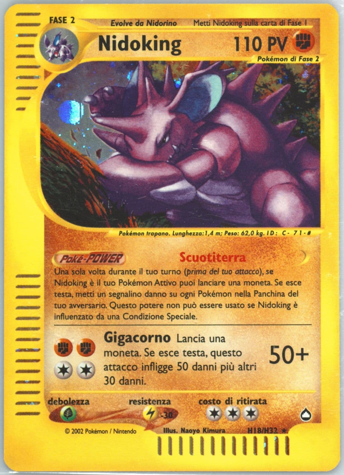Nidoking-Holo Italian (H18) 2003 Pokemon Aquapolis