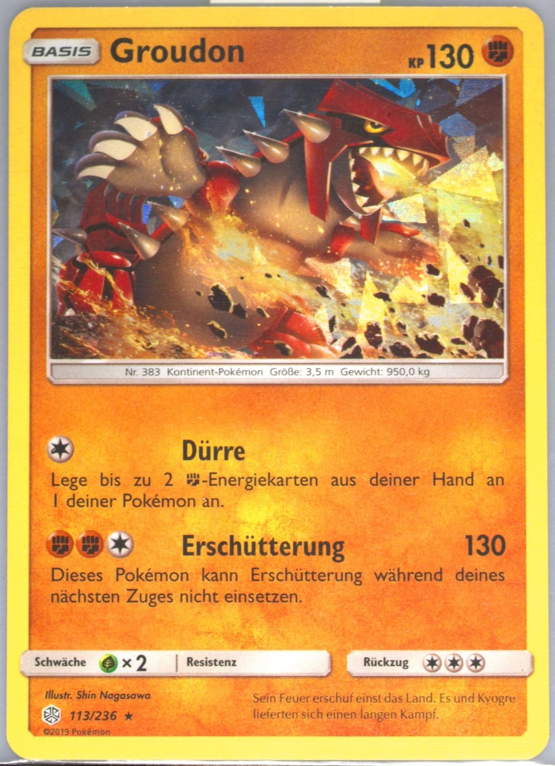 Groudon-Holo Cracked Ice-German (113) 2019 Pokemon Sun & Moon Cosmic Eclipse