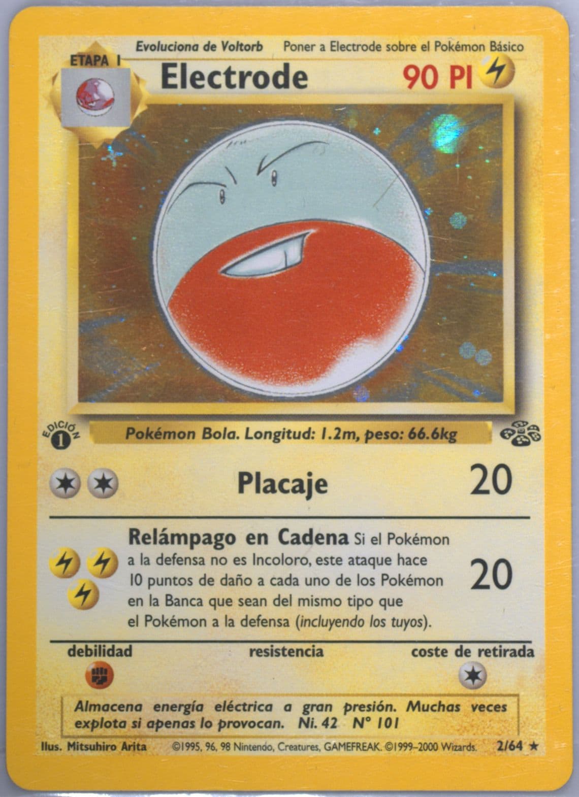 Electrode-Holo 1st Edition (2) 2000 Pokemon Spanish Jungle