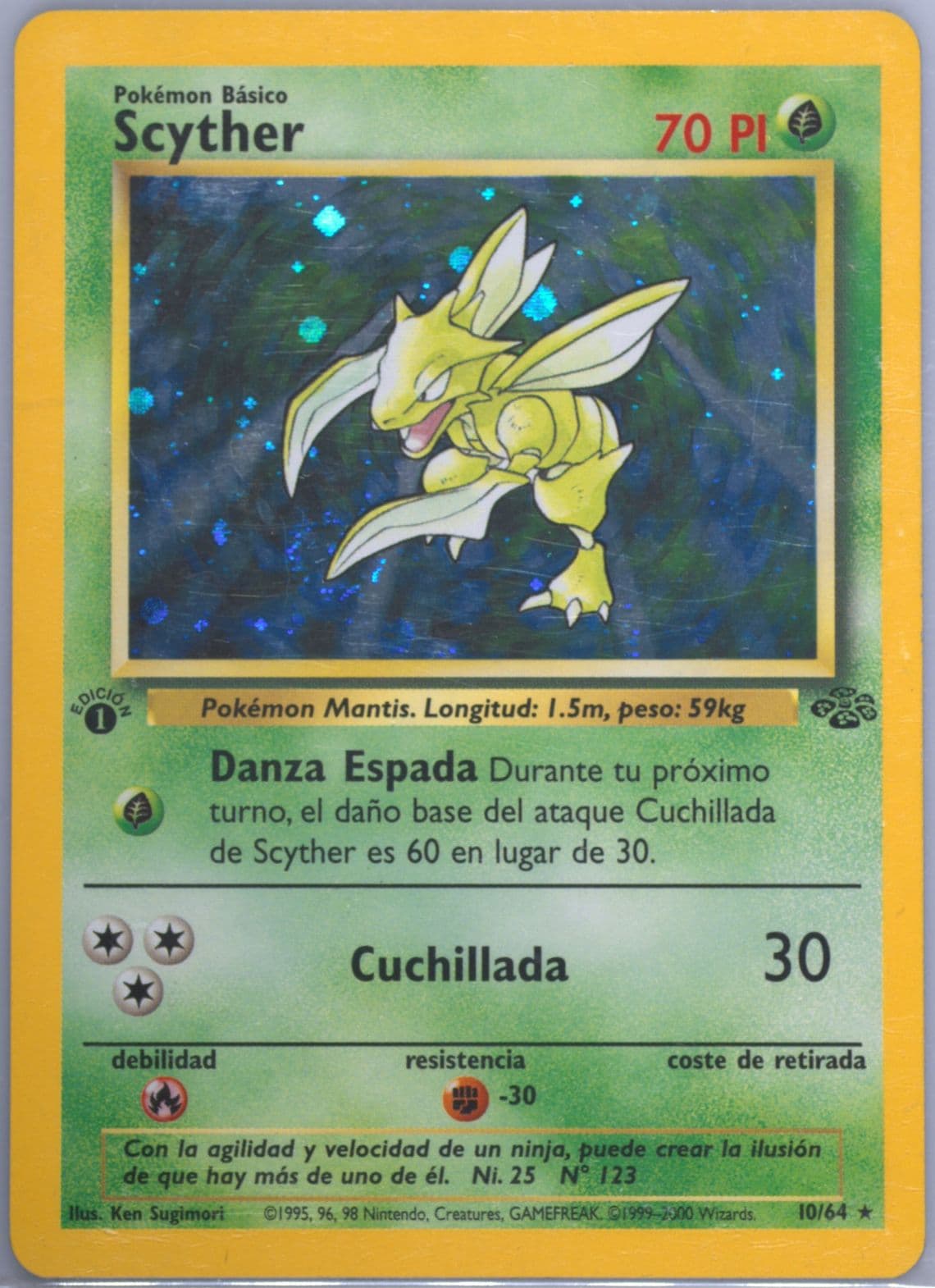 Scyther-Holo 1st Edition (10) 2000 Pokemon Spanish Jungle