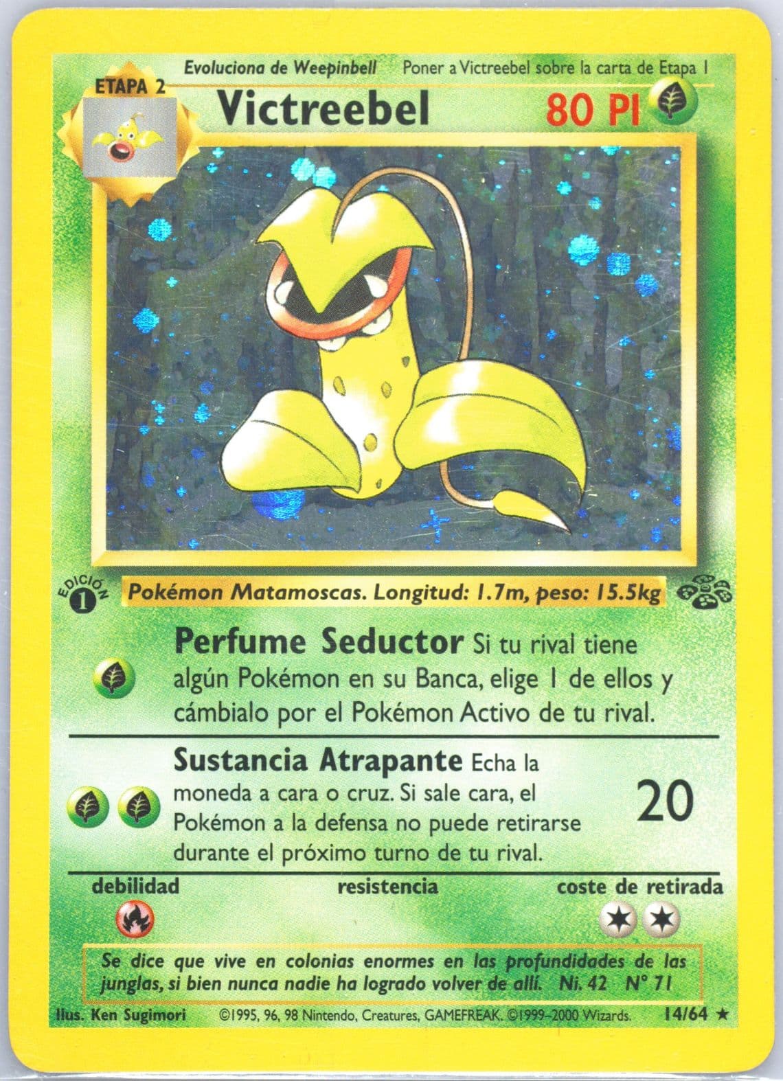 Victreebel-Holo 1st Edition (14) 2000 Pokemon Spanish Jungle