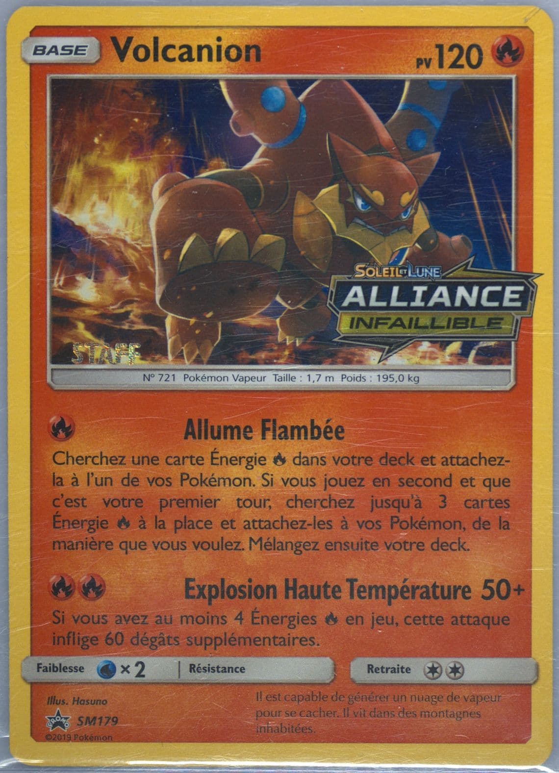 Volcanion-Holo Unbroken Bonds Prerelease-Staff-French (SM179) 2019 Pokemon SM Black Star Promo