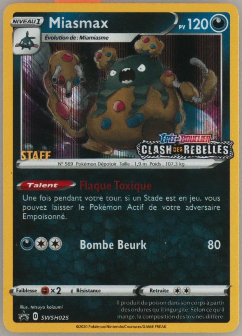 Miasmax-Holo Prerelease-Staff-French (025) 2020 Pokemon Swsh Black Star Promo