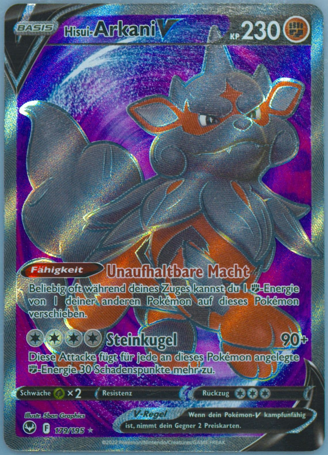 Full Art/Hisui-Arkani V German (179) 2022 Pokemon Sword & Shield Silver Tempest