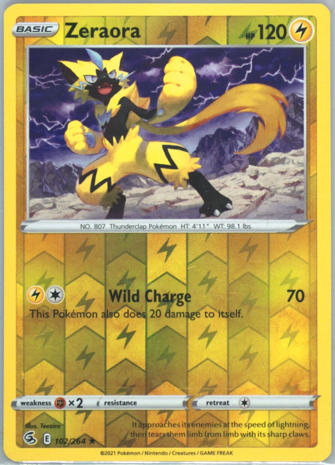 Zeraora-Reverse Foil (102) 2021 Pokemon Sword & Shield Fusion Strike