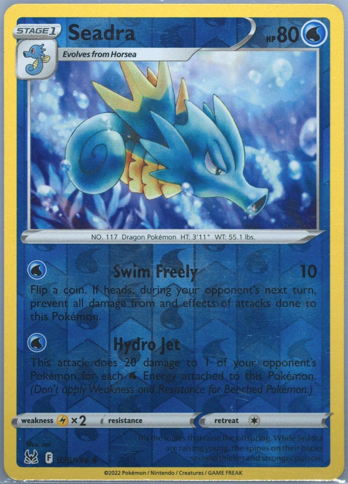 Seadra-Reverse Foil (036) 2022 Pokemon Sword & Shield Lost Origin