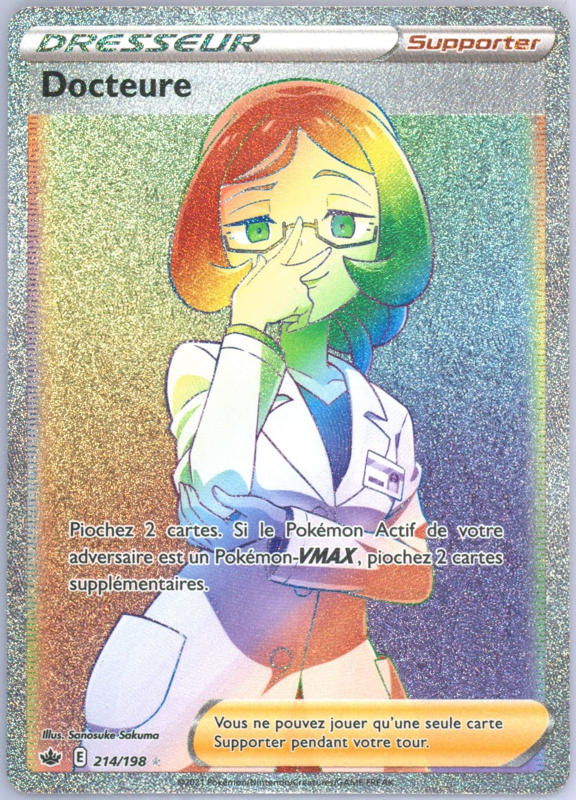 Full Art/Docteure French-Secret (214) 2021 Pokemon Sword & Shield Chilling Reign