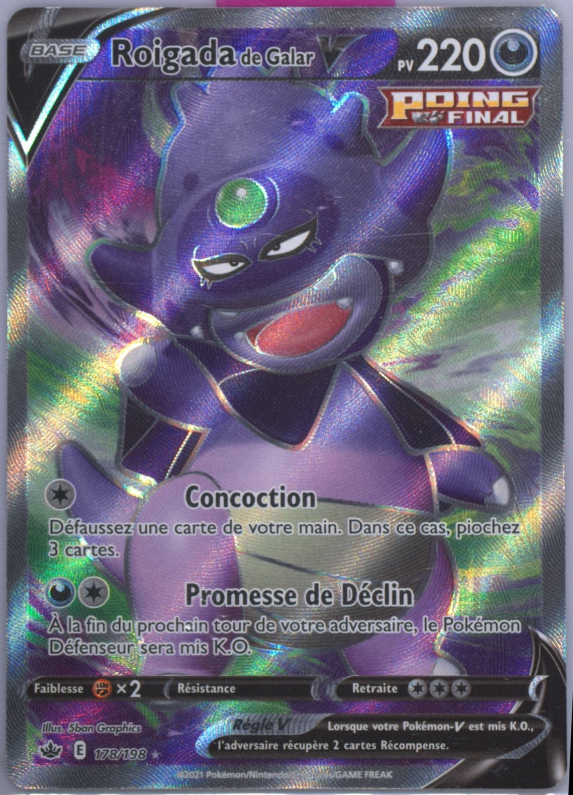Full Art/Roigada de Galar V French (178) 2021 Pokemon Sword & Shield Chilling Reign