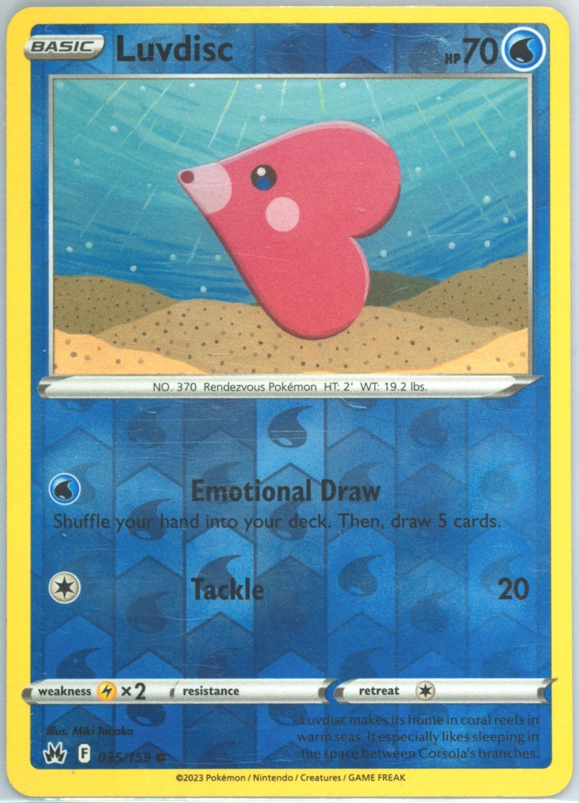 Luvdisc-Reverse Foil (035) 2023 Pokemon Sword and Shield Crown Zenith