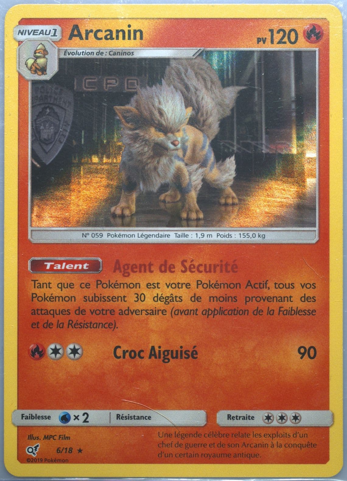Arcanine-Holo French (6) 2019 Pokemon Sun & Moon Detective Pikachu