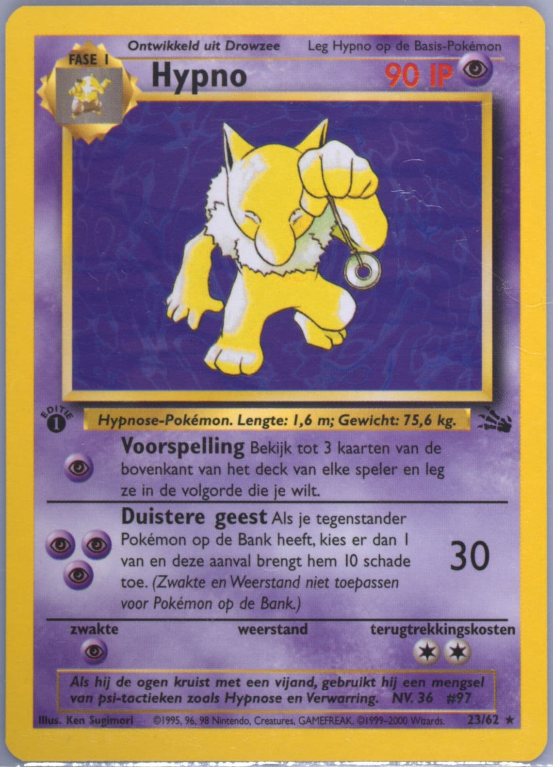 Hypno 1st Edition (23) 2000 Pokemon Dutch Fossil