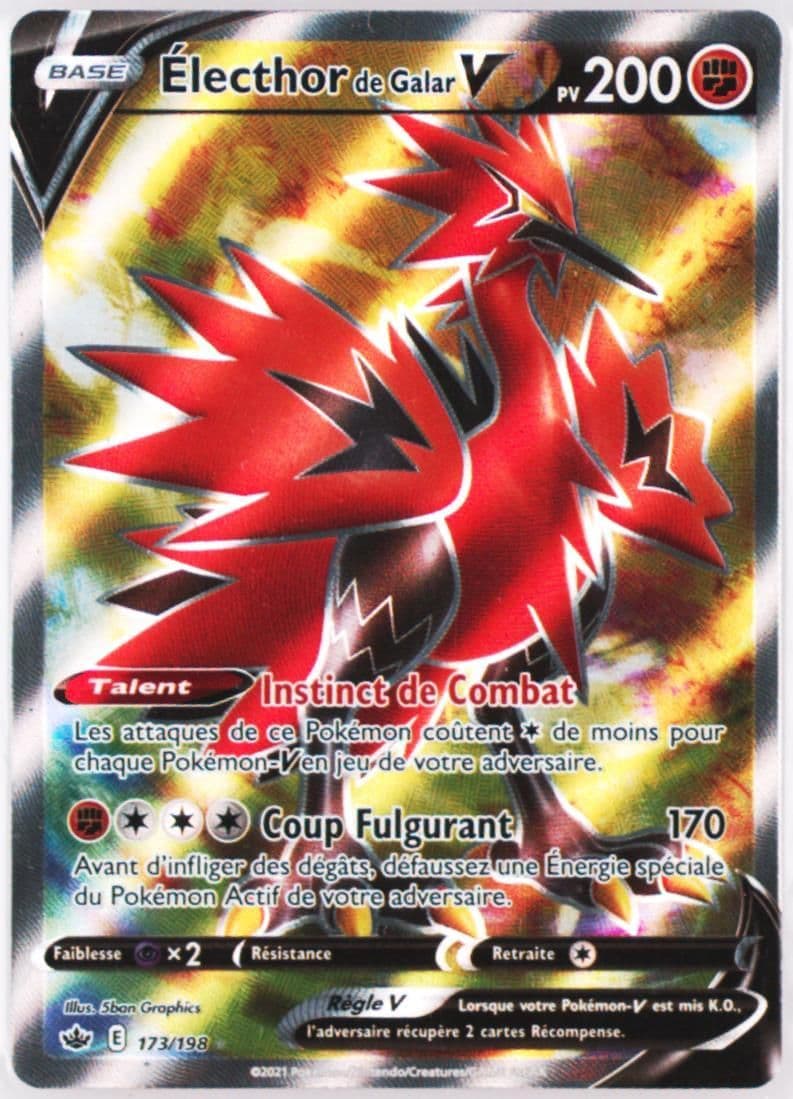 Full Art/Electhor de Galar V French (173) 2021 Pokemon Sword & Shield Chilling Reign