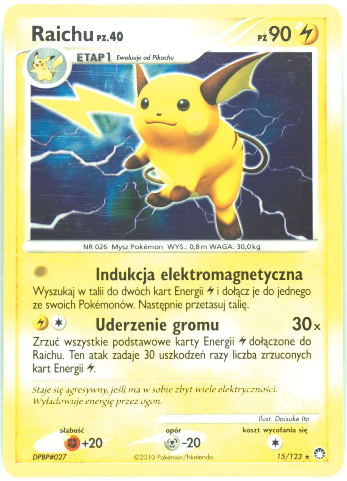 Raichu-Holo (15) 2012 Pokemon Polish Diamond & Pearl Mysterious Treasures
