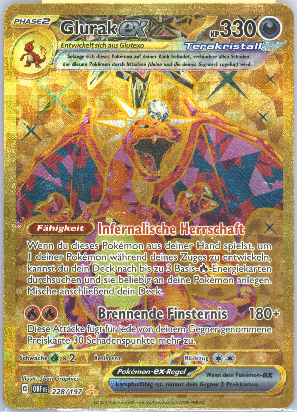 Charizard EX Hyper Rare (228) 2023 Pokemon German Obf de-Obsidian Flames