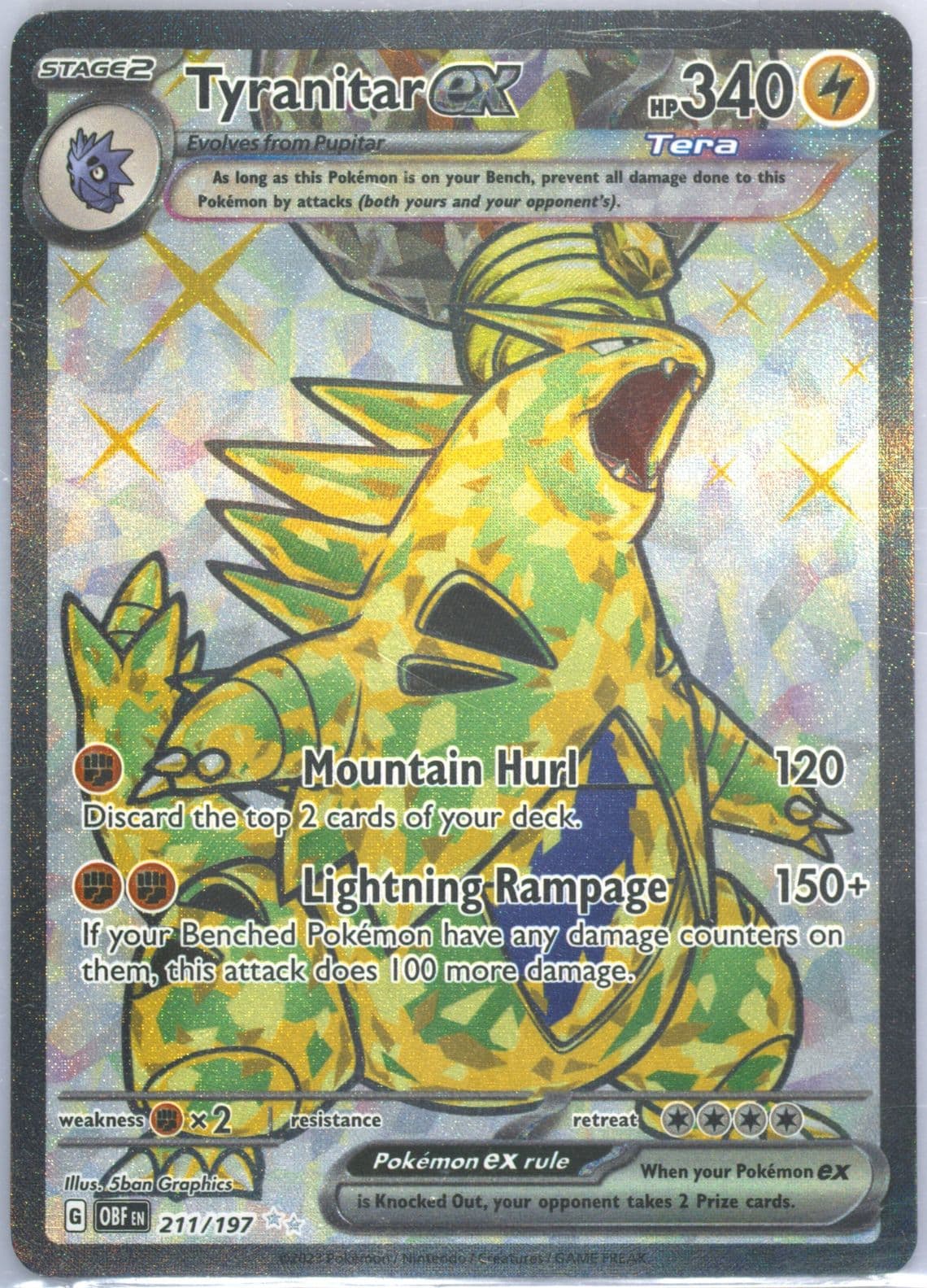 Tyranitar EX Ultra Rare (211) 2023 Pokemon Obf EN-Obsidian Flames