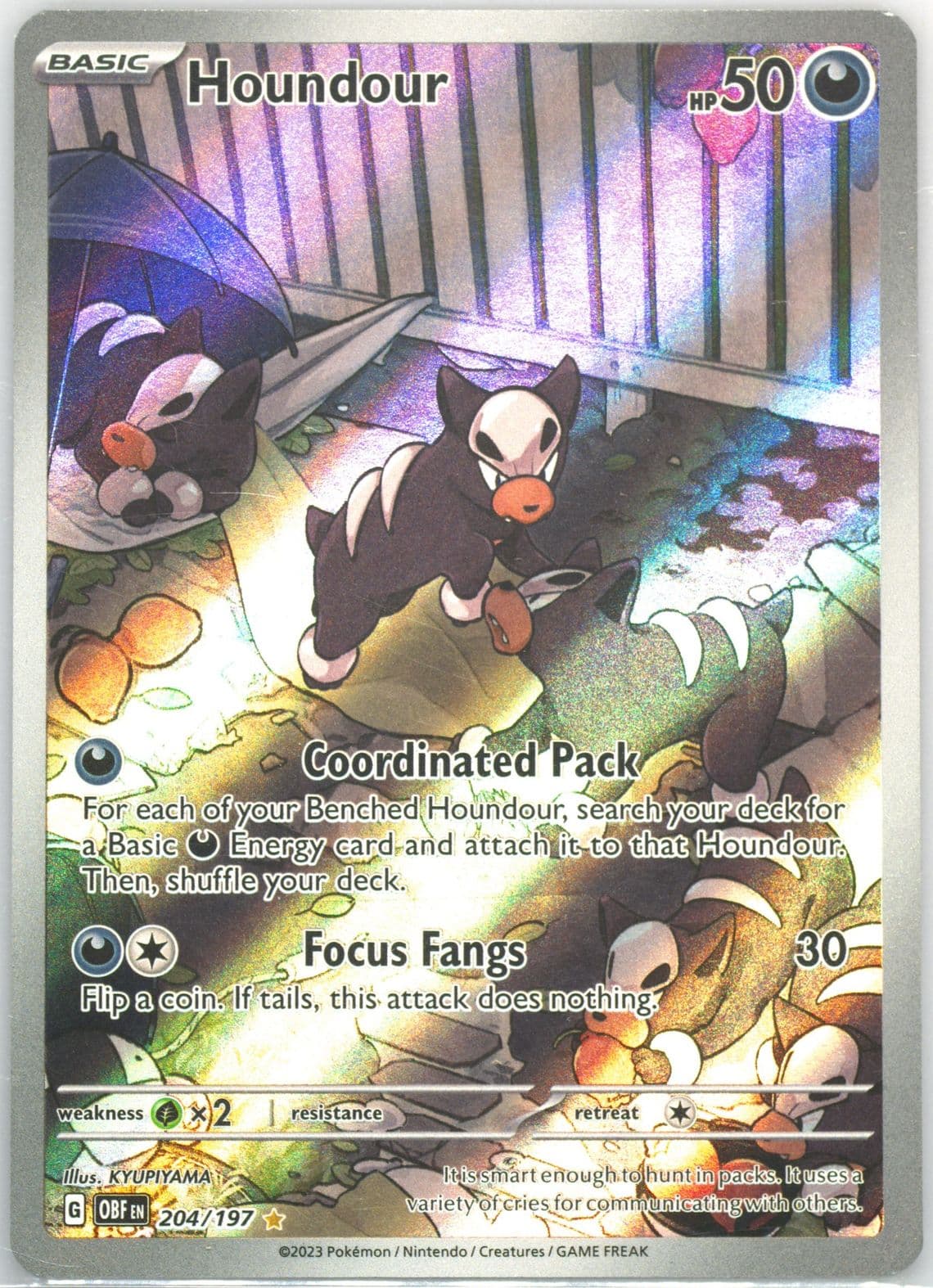 Houndour Illustration Rare (204) 2023 Pokemon Obf EN-Obsidian Flames