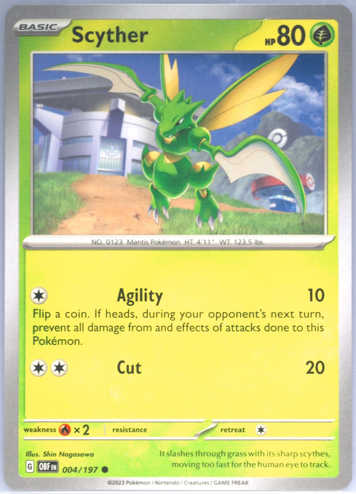 Scyther (004) 2023 Pokemon Obf EN-Obsidian Flames