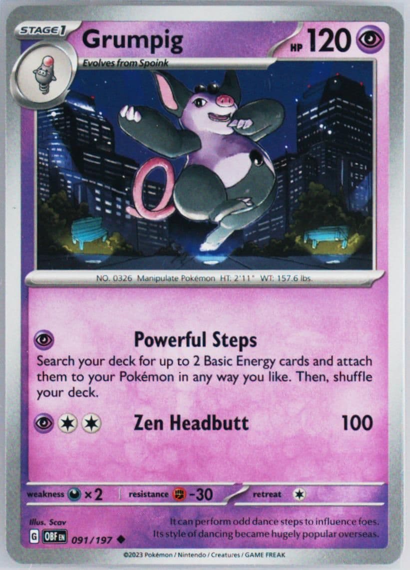 Grumpig (091) 2023 Pokemon Obf EN-Obsidian Flames