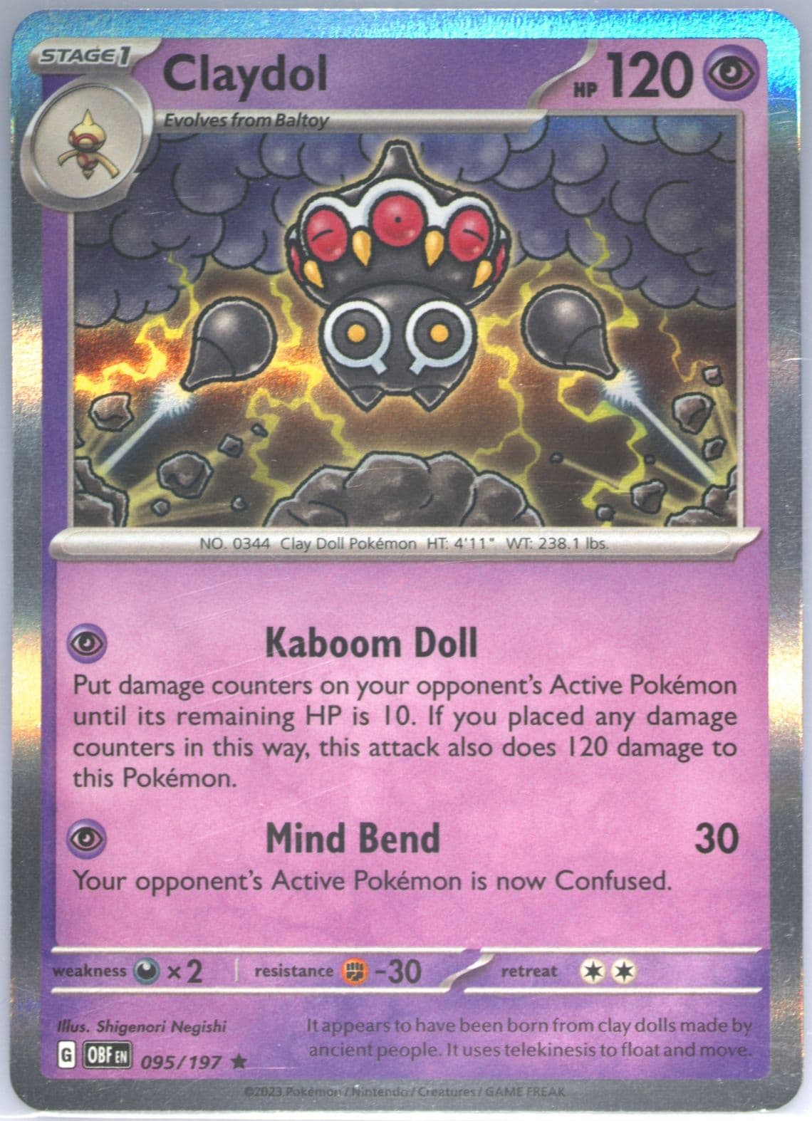 Claydol (095) 2023 Pokemon Obf EN-Obsidian Flames