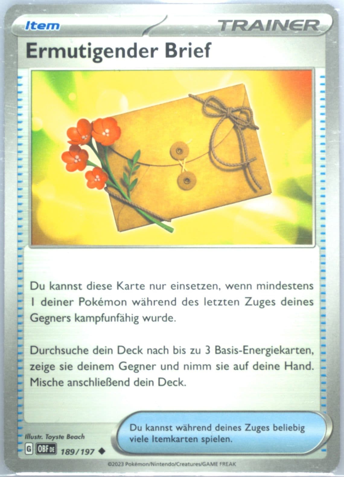 Letter of Encouragement (189) 2023 Pokemon German Obf de-Obsidian Flames