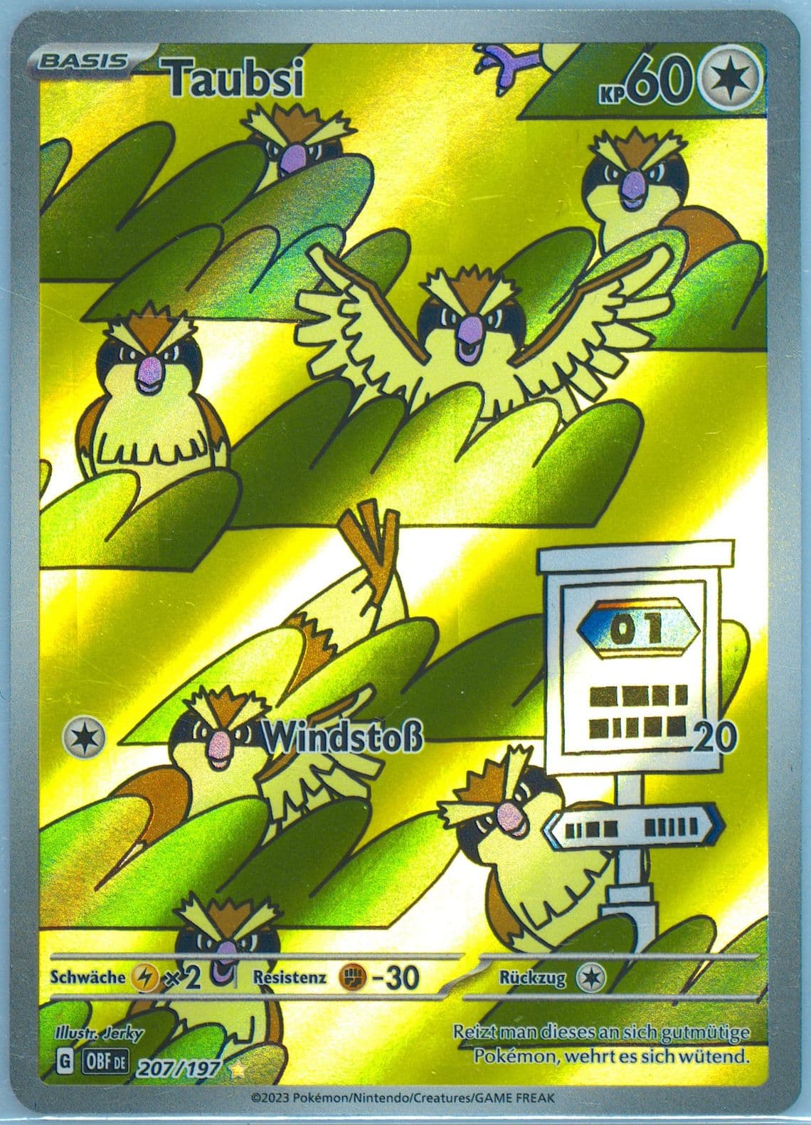 Pidgey Illustration Rare (207) 2023 Pokemon German Obf de-Obsidian Flames