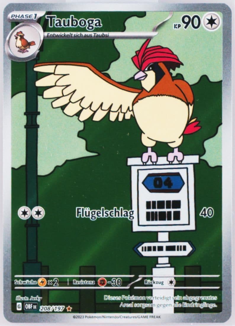 Pidgeotto Illustration Rare (208) 2023 Pokemon German Obf de-Obsidian Flames