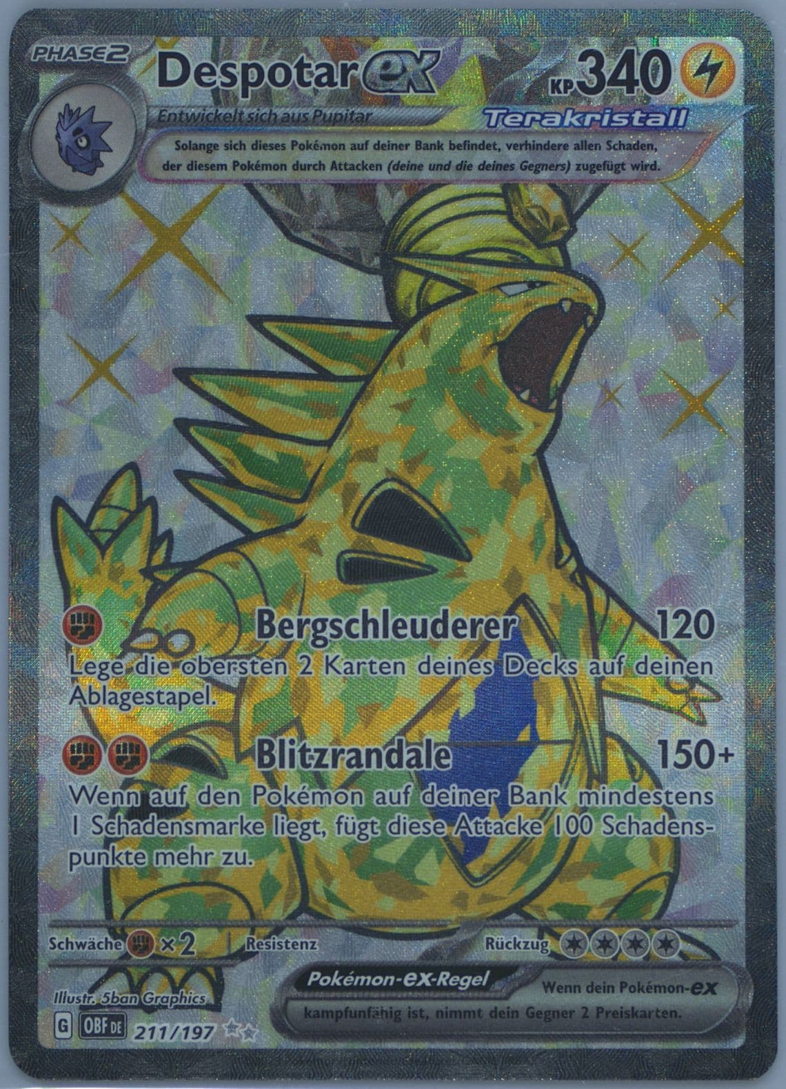 Tyranitar EX Ultra Rare (211) 2023 Pokemon German Obf de-Obsidian Flames