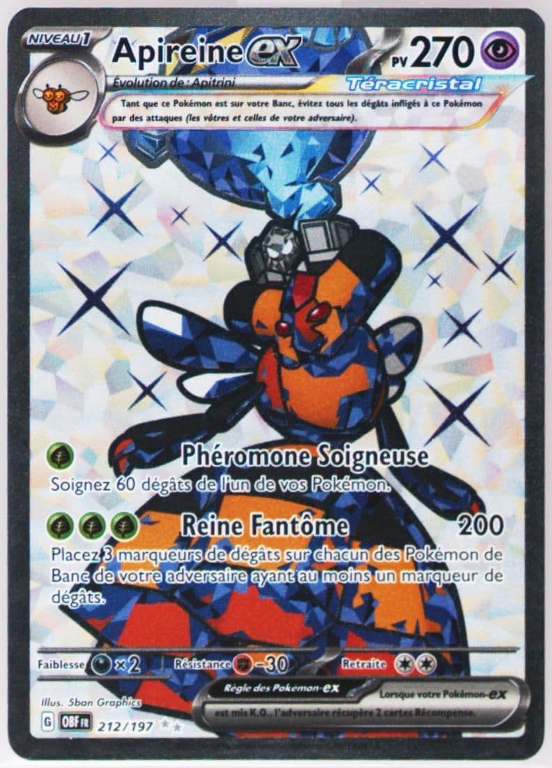 Vespiquen EX Ultra Rare (212) 2023 Pokemon French Obf FR-Obsidian Flames
