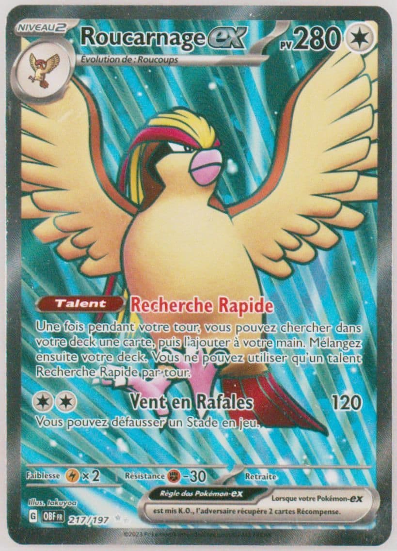 Pidgeot EX Ultra Rare (217) 2023 Pokemon French Obf FR-Obsidian Flames
