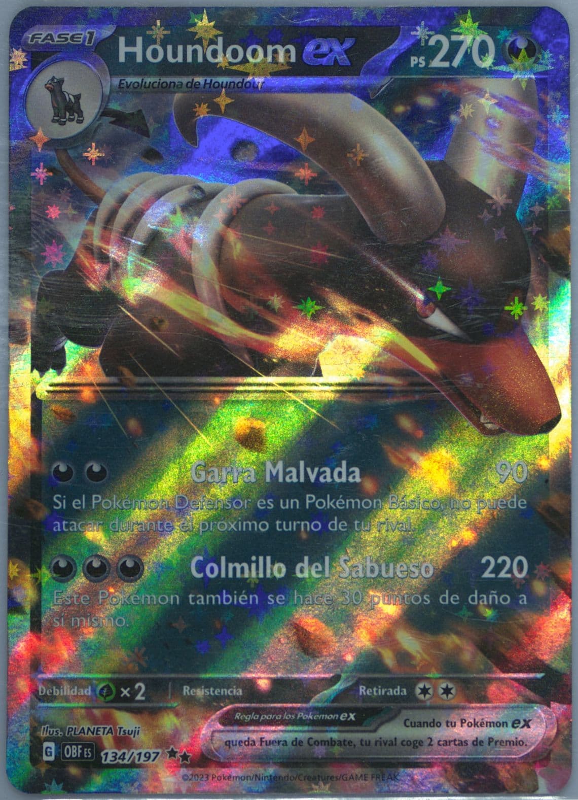 Houndoom EX (134) 2023 Pokemon Spanish Obf ES-Obsidian Flames