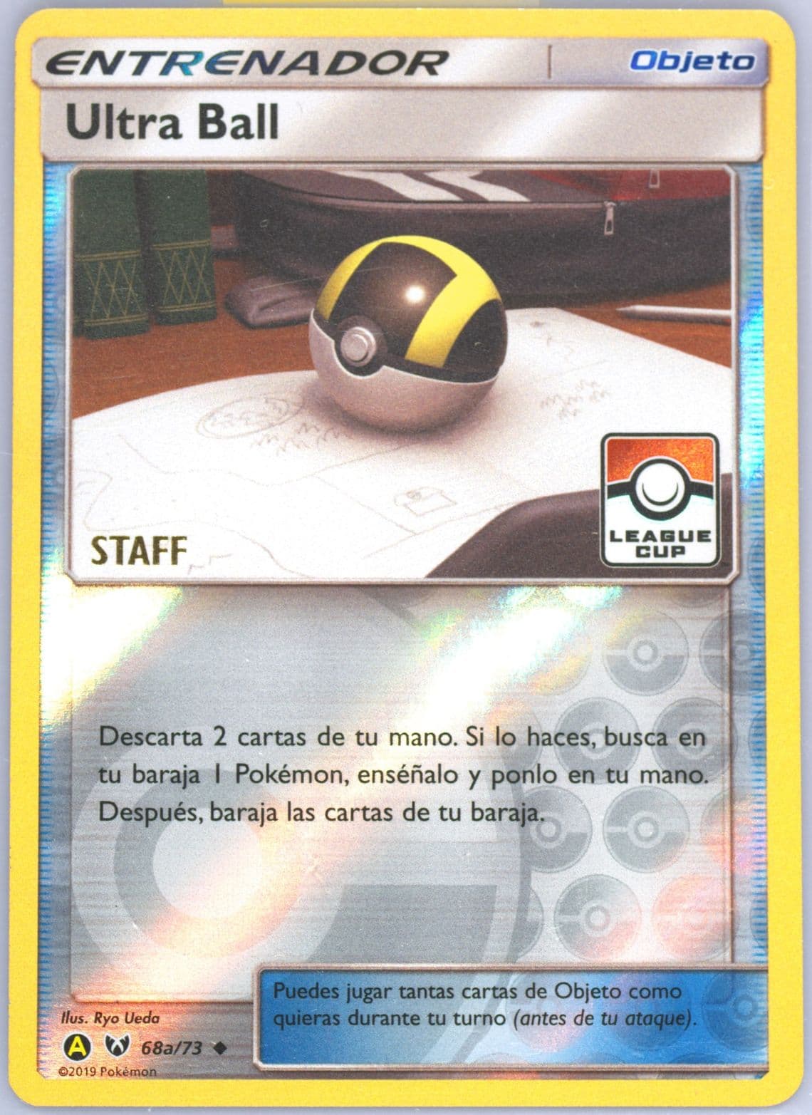 Ultraball-Reverse Foil Yellow A Alternate Art-League Cup-Staff-Spanish (68a) 2017 Pokemon Sun & Moon Shining Legends