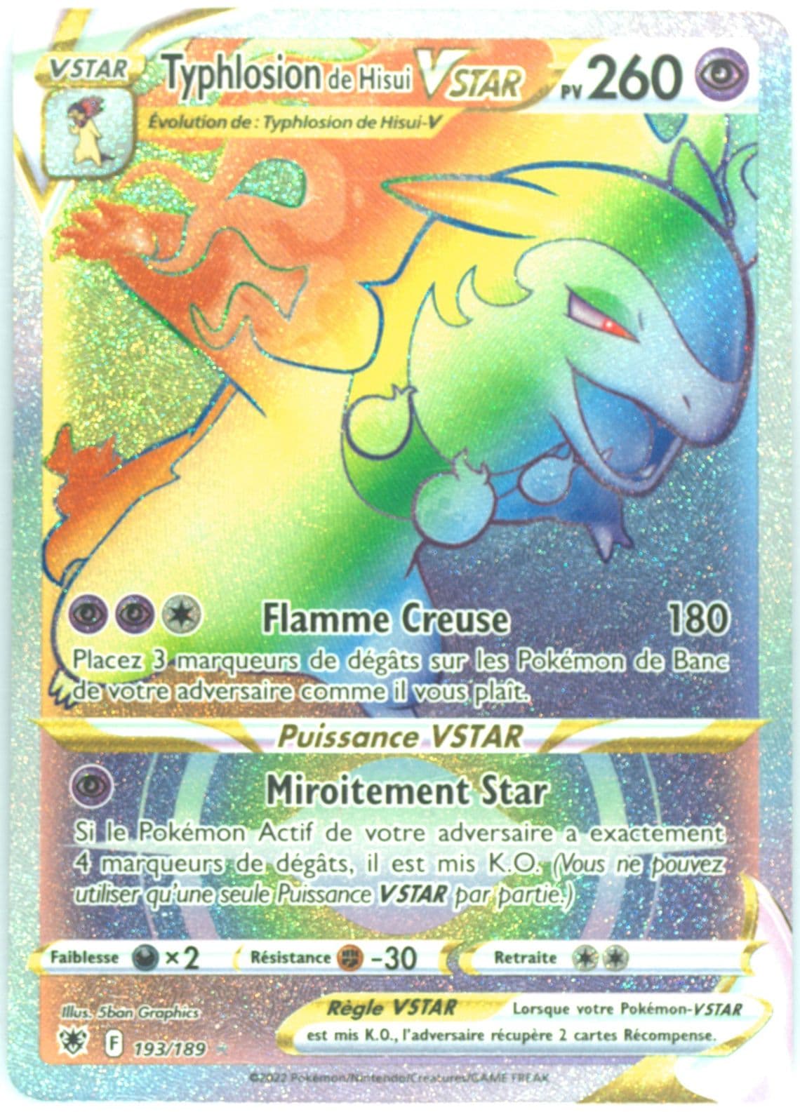 Full Art/Typhlosion de Hisui Vstar French-Secret (193) 2022 Pokemon Sword & Shield Astral Radiance