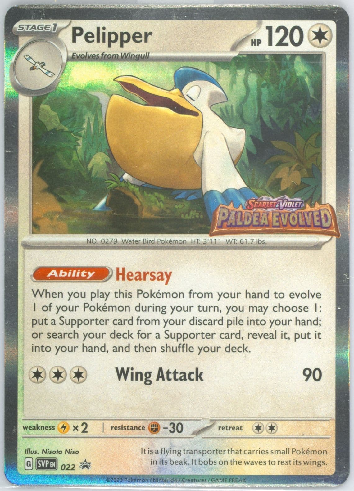 Pelipper Paldea Evolved Prerelease (022) 2023 Pokemon Svp EN-SV Black Star Promo