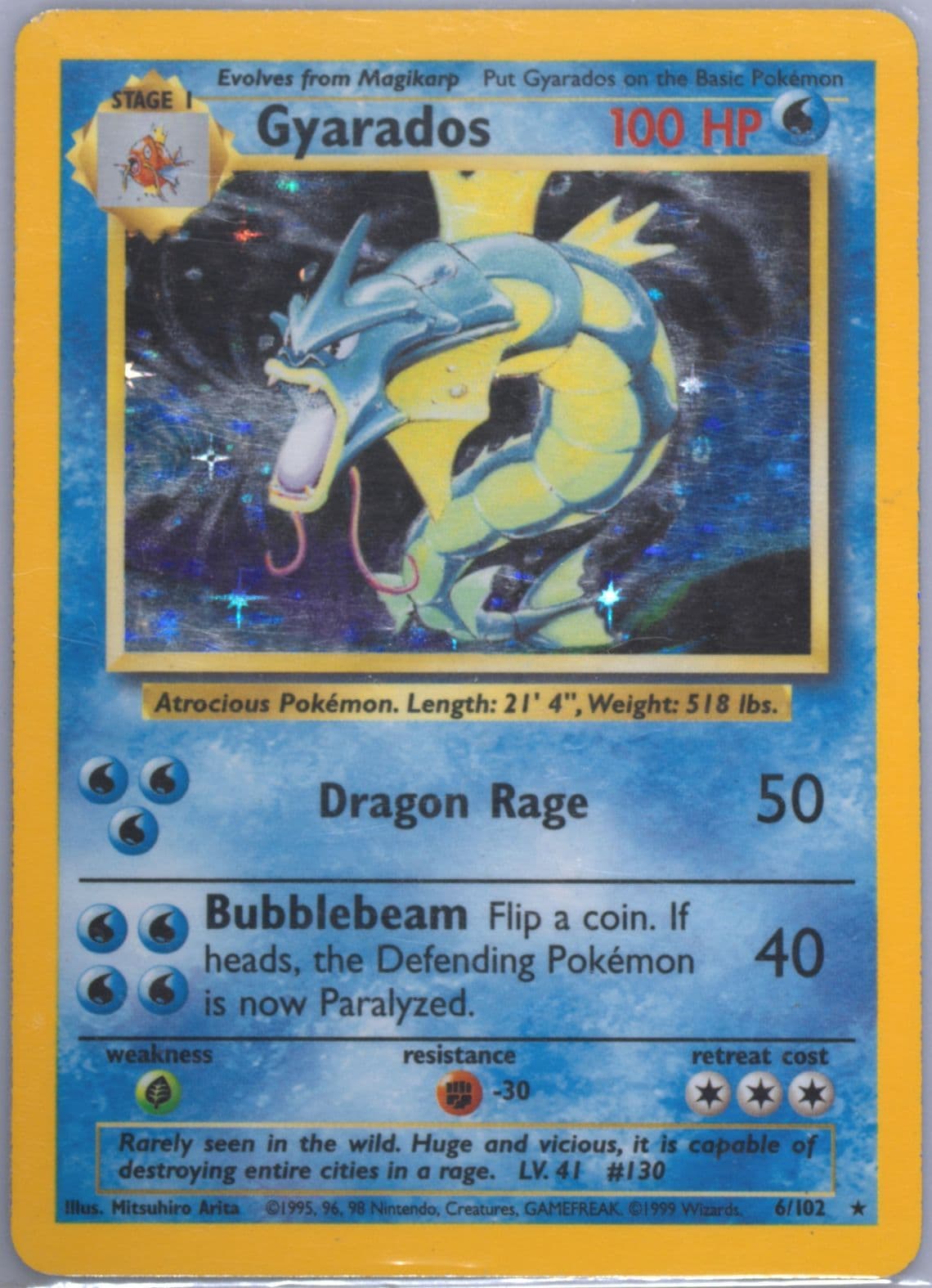 Gyarados-Holo Inverted Back (6) 1999 Pokemon Game