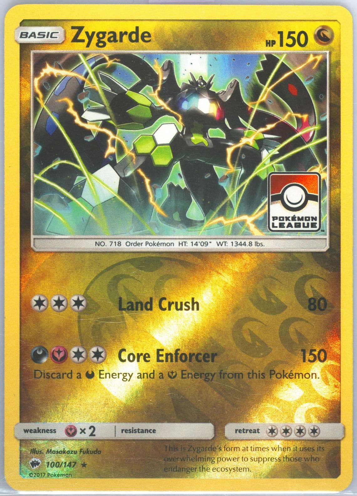 Zygarde-Reverse Foil Pokemon League (100) 2017 Pokemon Sun & Moon Burning Shadows