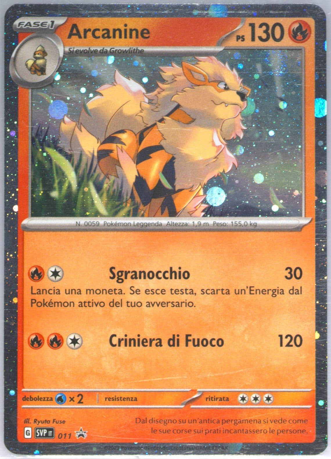Arcanine Scarlet & Violet Three Pack Blister (011) 2023 Pokemon Italian Svp It-SV Black Star Promo