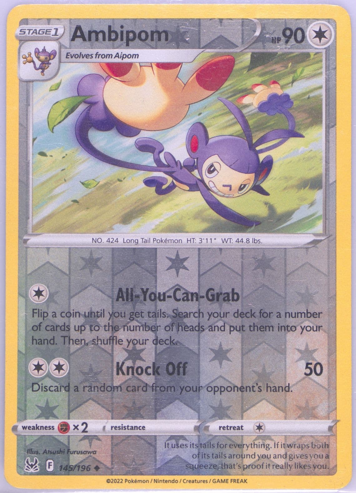 Ambipom-Reverse Foil (145) 2022 Pokemon Sword & Shield Lost Origin